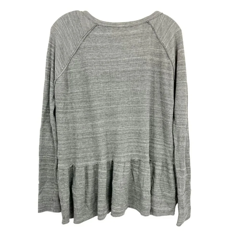 Free People We the Free Coastline Peplum Long Sleeve‎ Top Gray - Size XS